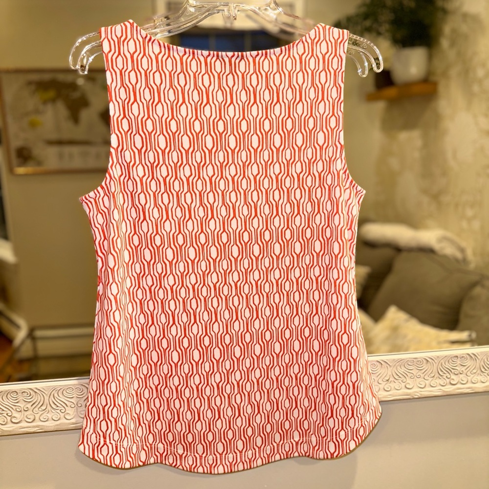 Ann Taylor Orange & White Design Sleeveless Top - Medium - Picture 2 of 8